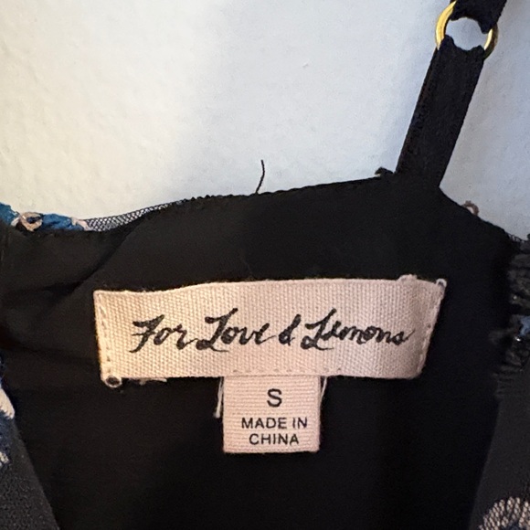 For Love And Lemons Black and Blue Floral Midi Botanic Dress - Picture 2 of 5